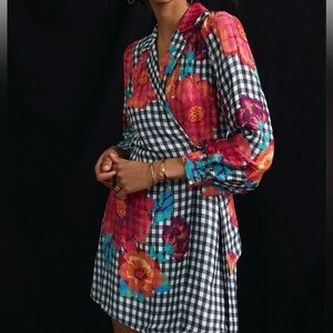 Farm Rio Gingham Floral Mini Dress